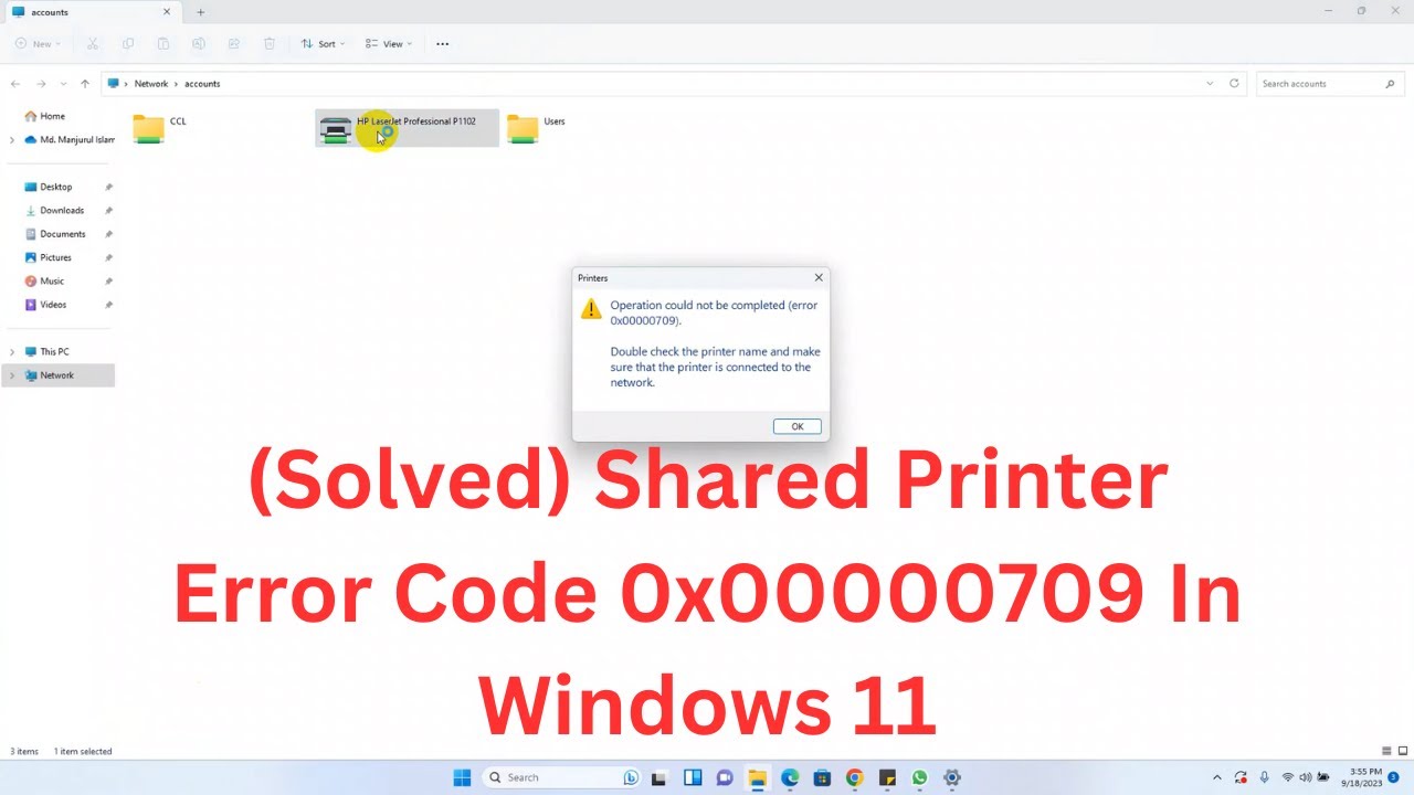 Error Code 0x00000709